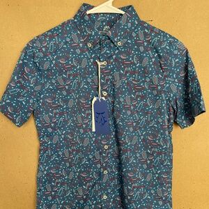 Southern Tide Boys Short Sleeve Button-Down – BBQ Print | Size L (12–14) | NWT